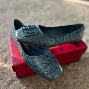 Georgia ballet soft croco emboss  denim blue